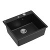 QUADRON | MORGAN 110 FM PRODUKT NA ZAMÓWIENIE | granitowy zlewozmywak kuchenny CZARNY mat + STAL | wymiary: 56,5 x 49,5 x 21,6 cm | 1-komorowy na równi w blatem | podbudowa szafki od: 60 cm HB8304U7FMBSP2O